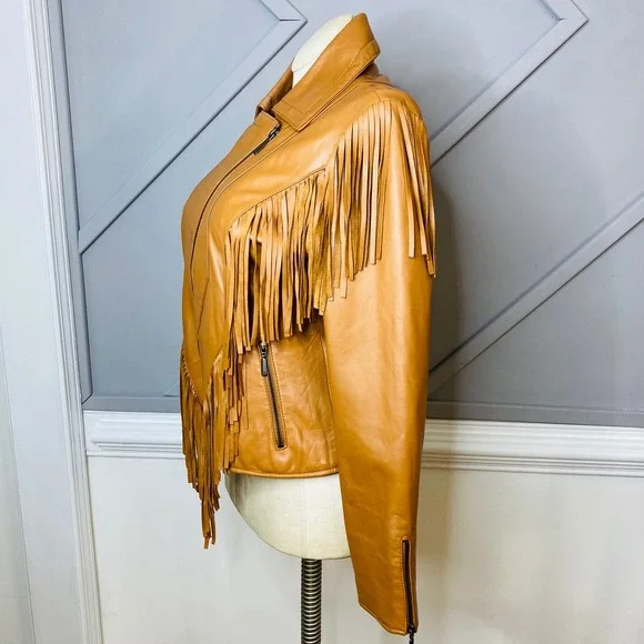 Joseph Israel New York Lamb Leather Western Fringe Jacket Women's Size L - Picture 3 of 10